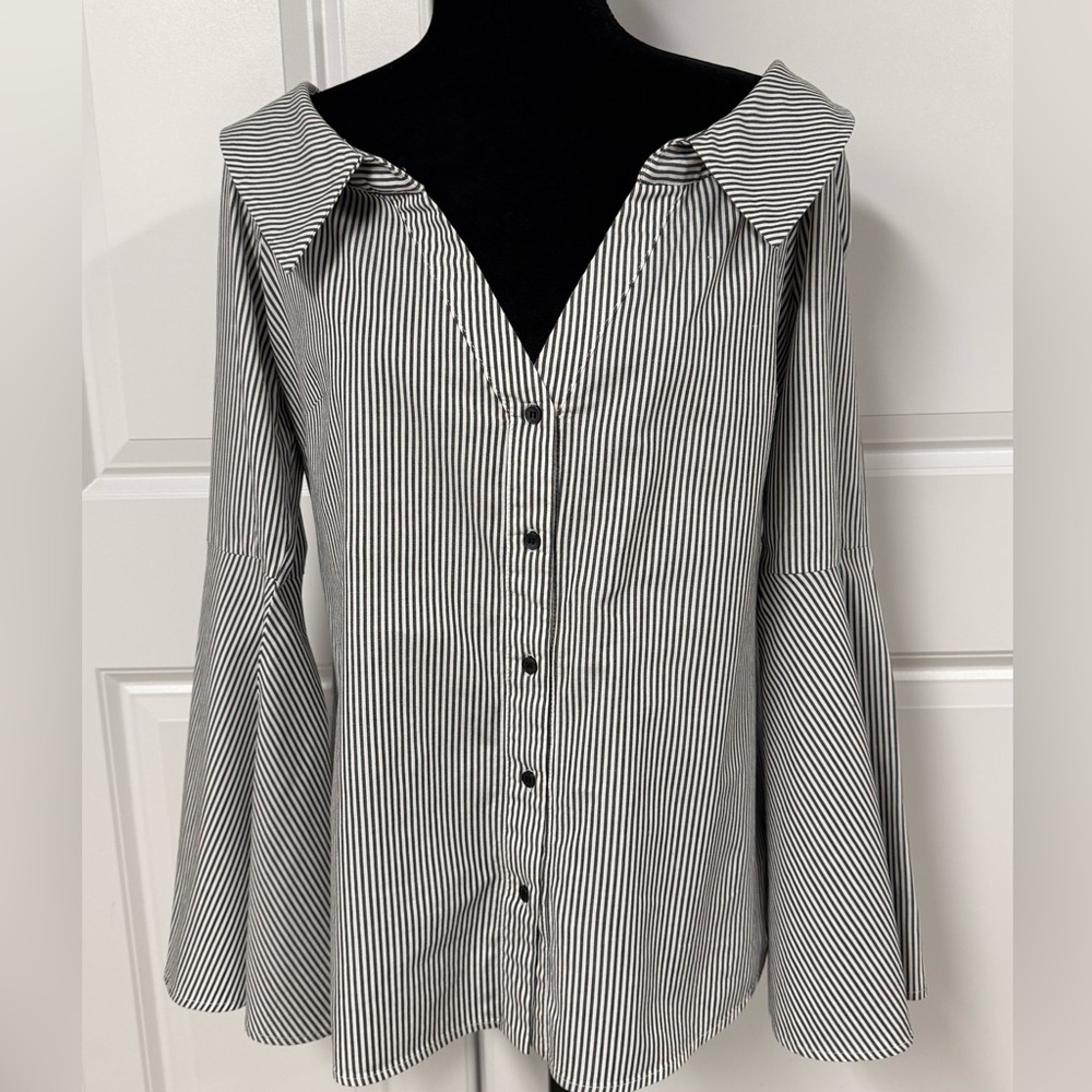 Socialite Striped Off The Shoulder Blouse